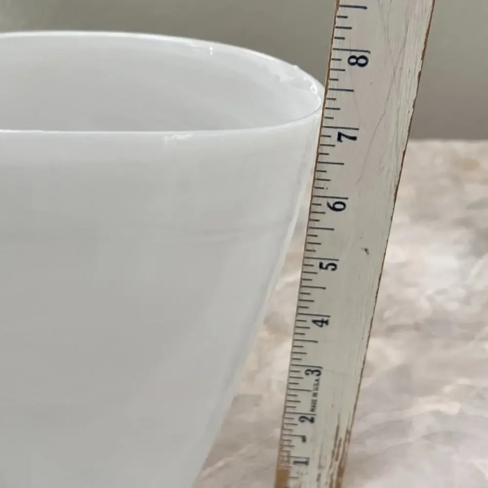 White Opulent Swirls Glass Art Oval Round Vase 7.25